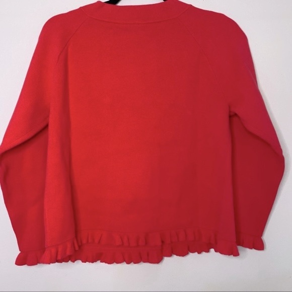 J. Crew Ruffle Trim Cardigan in Deep Pink Size Large - Picture 2 of 3